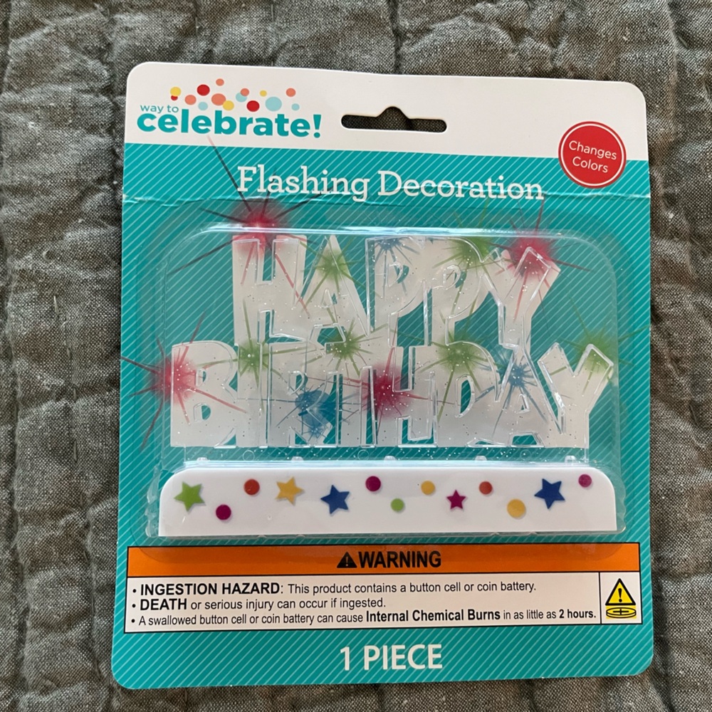 Flashing Happy Birthday Decoration - Multicolor, NWT